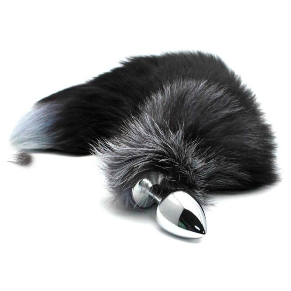 Adrien Lastic Alive BDSM Line Black & White Fox Tail Anal Plug - Large
