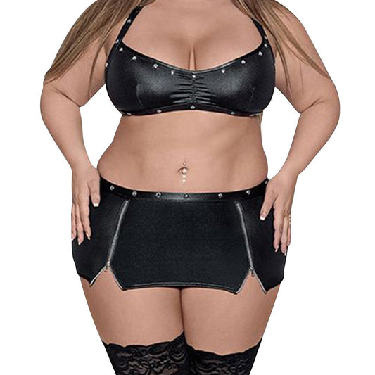 Lust Fetish Raven Bra & Mini Skirt Set