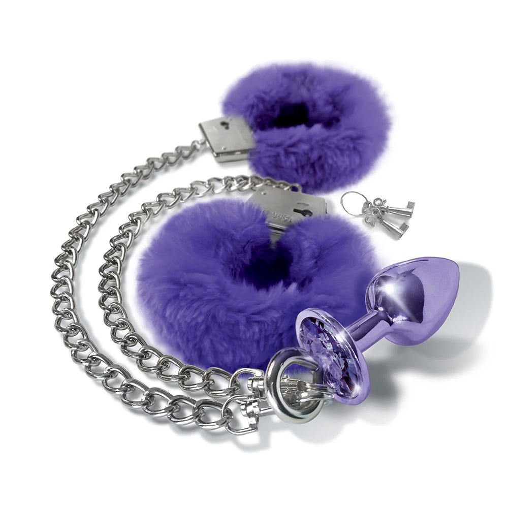 Nixie Metal Butt Plug Cuff Set - Purple