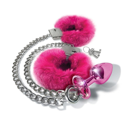 Nixie Metal Butt Plug Cuff Set - Pink