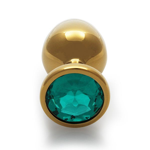 Ouch Green Gem Metal Gold Plug Large