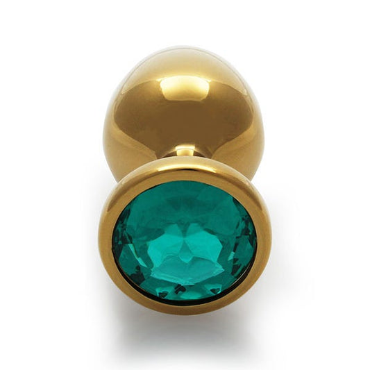 Ouch Green Gem Metal Gold Plug Large