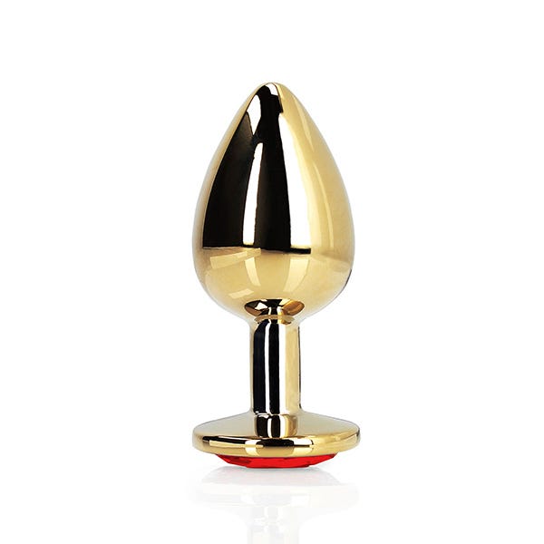 Ouch Red Heart Gem Metal Gold Plug Small