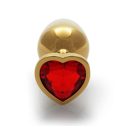 Ouch Red Heart Gem Metal Gold Plug Small