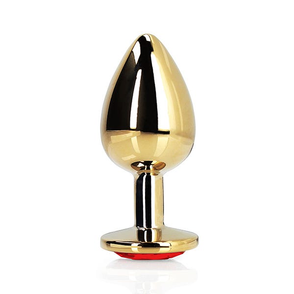 Ouch Red Heart Gem Metal Gold Plug Medium