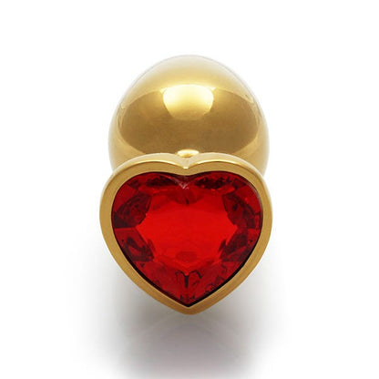 Ouch Red Heart Gem Metal Gold Plug Large