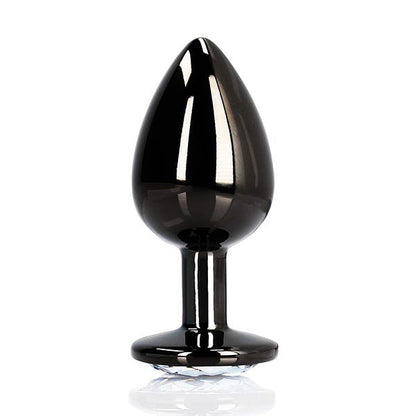 Ouch Clear Gem Metal Black Plug Medium