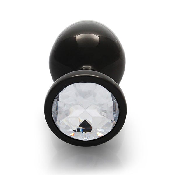 Ouch Clear Gem Metal Black Plug Medium