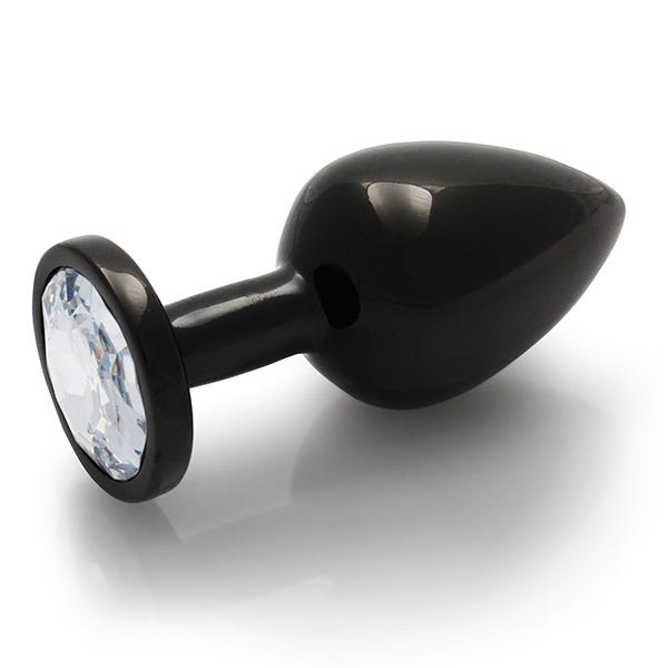 Ouch Clear Gem Metal Black Plug Medium