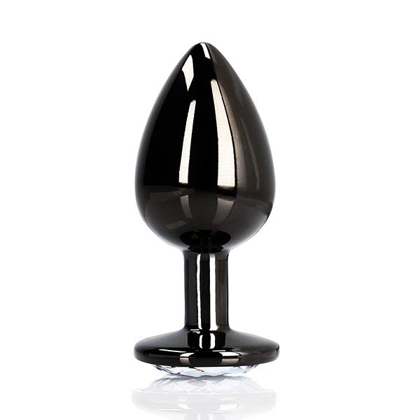 Ouch Clear Gem Metal Black Plug Large