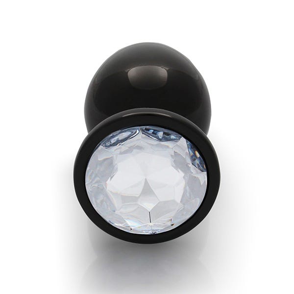 Ouch Clear Gem Metal Black Plug Large