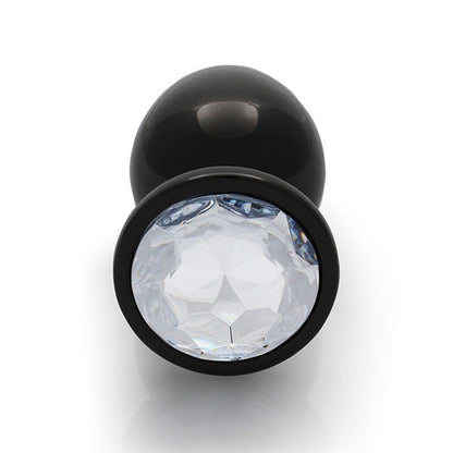 Ouch Clear Gem Metal Black Plug Large