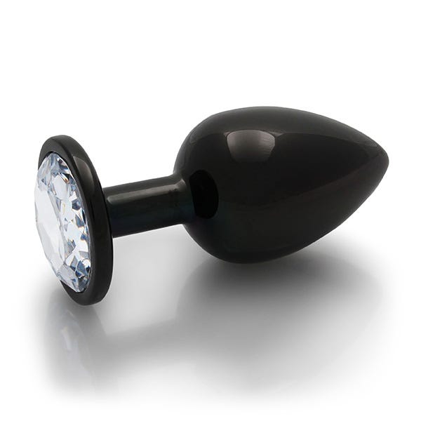 Ouch Clear Gem Metal Black Plug Large