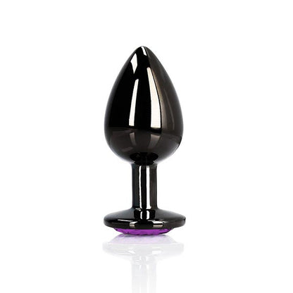 Ouch Purple Heart Gem Metal Black Plug Small