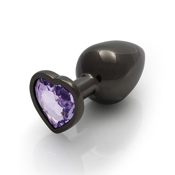 Ouch Purple Heart Gem Metal Black Plug Medium