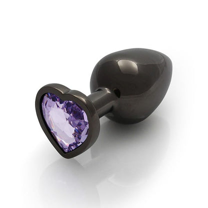 Ouch Purple Heart Gem Metal Black Plug Medium