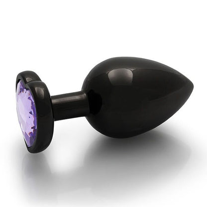 Ouch Purple Heart Gem Metal Black Plug Large