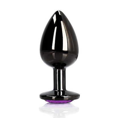 Ouch Purple Heart Gem Metal Black Plug Large