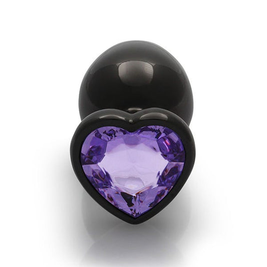Ouch Purple Heart Gem Metal Black Plug Large