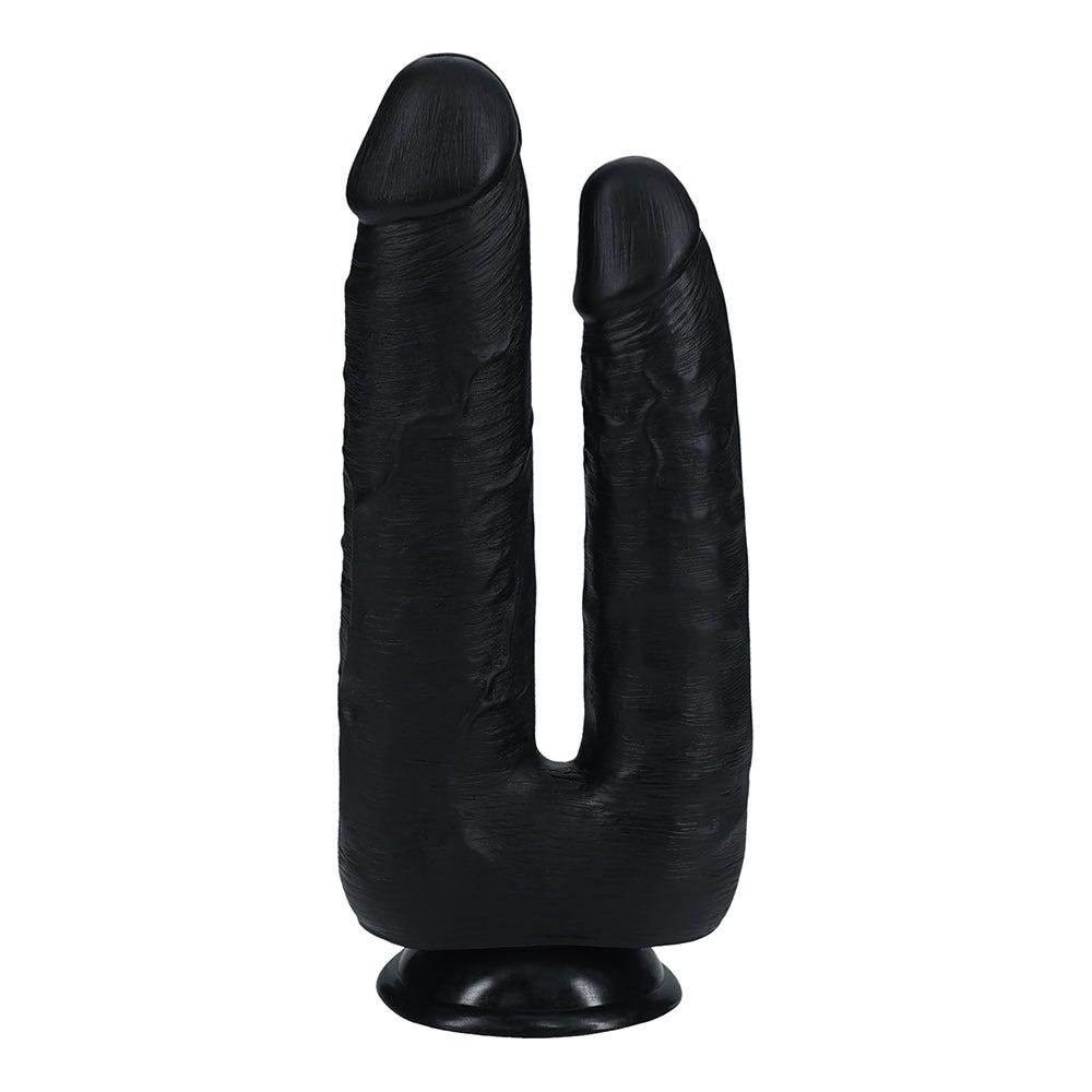 RealRock Double Trouble 7/8 Inch Dildo with Suction Cup - Black