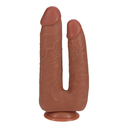 RealRock Double Trouble 7/8 Inch Dildo with Suction Cup - Caramel