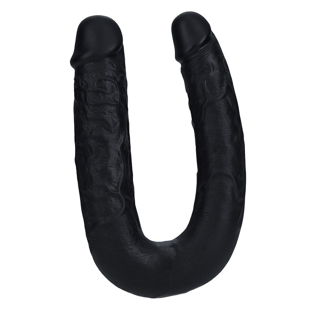 RealRock 9 Inch U Shape Realistic Double Dildo - Black