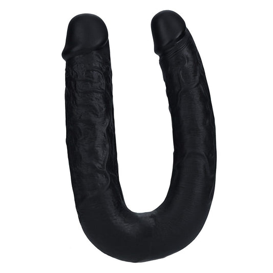 RealRock 9 Inch U Shape Realistic Double Dildo - Black