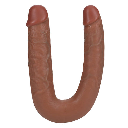 RealRock 9 Inch U Shape Realistic Double Dildo - Caramel