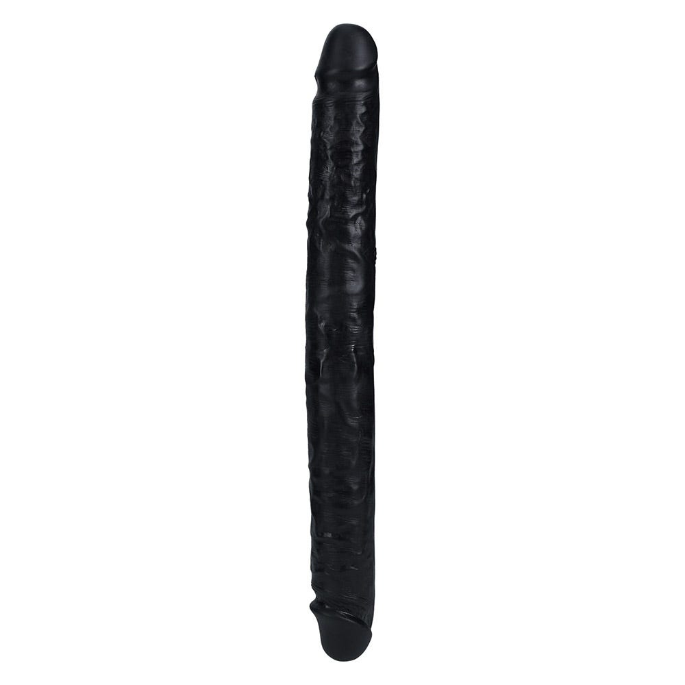 RealRock 14 Inch Straight Slim Realistic Double Dildo - Black