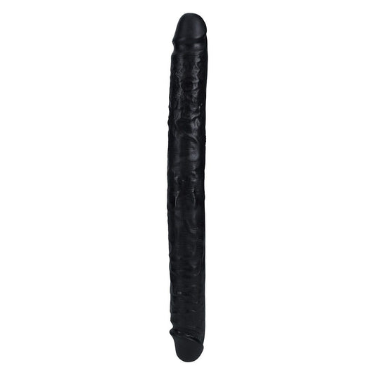 RealRock 14 Inch Straight Slim Realistic Double Dildo - Black
