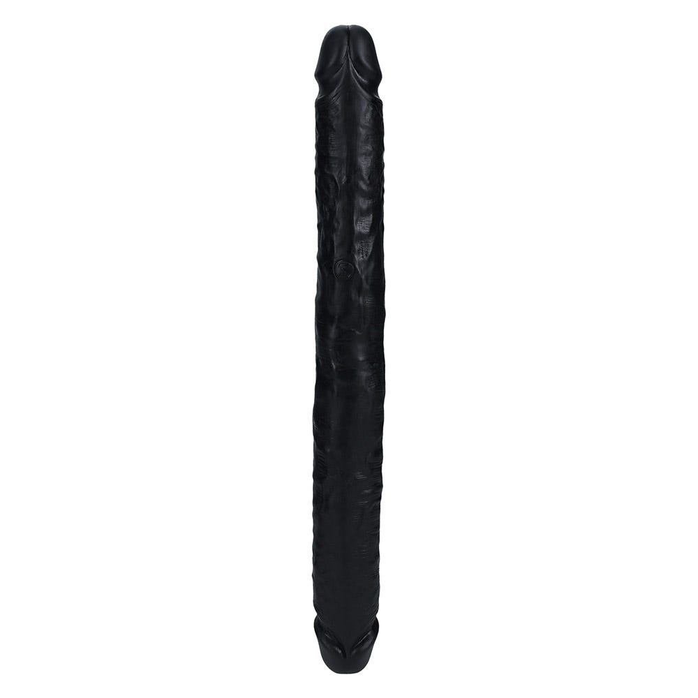 RealRock 14 Inch Straight Slim Realistic Double Dildo - Black