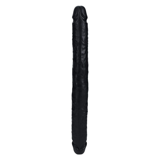 RealRock 14 Inch Straight Slim Realistic Double Dildo - Black