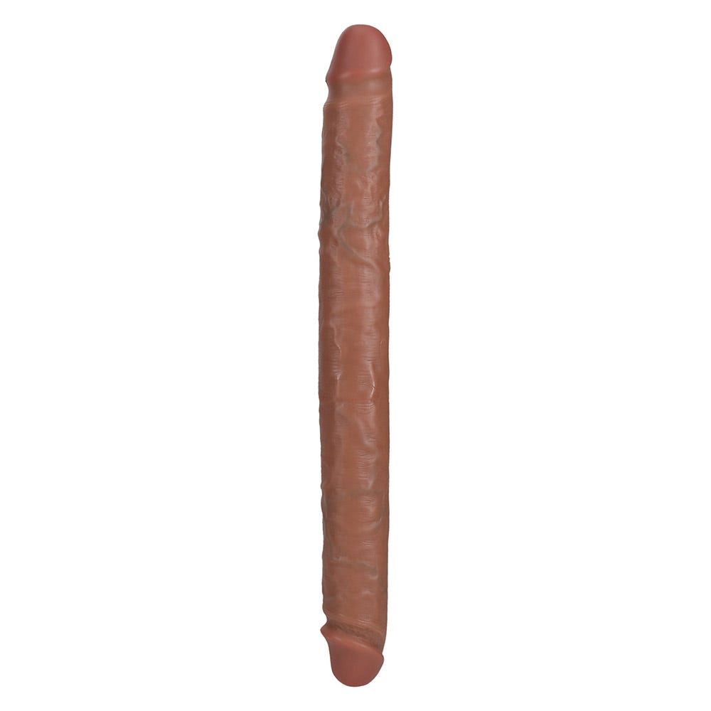 RealRock 14 Inch Straight Slim Realistic Double Dildo - Caramel