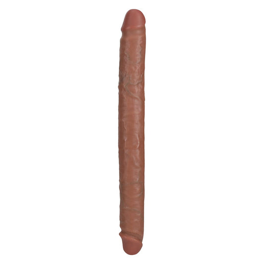 RealRock 14 Inch Straight Slim Realistic Double Dildo - Caramel