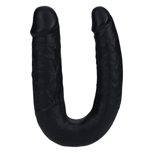 RealRock 7 Inch U Shape Realistic Double Dildo - Black