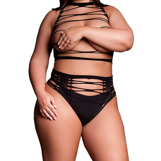 Le Desir Helike Open Cup Crop Top & Panty Set