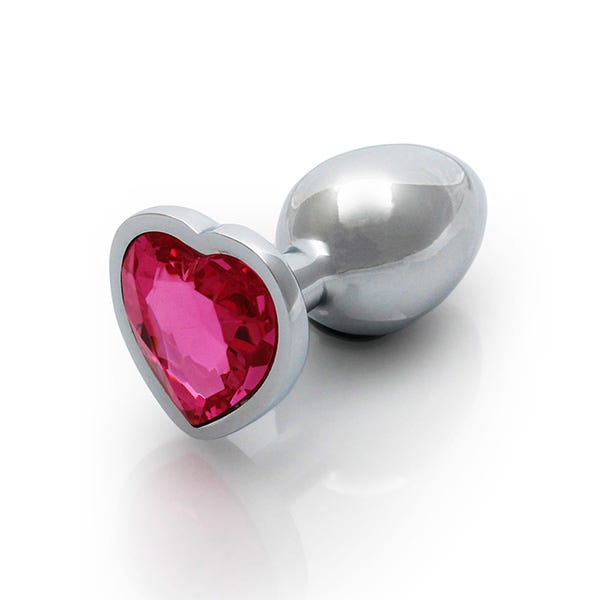 Ouch - Pink Heart Gem Metal Plug Small