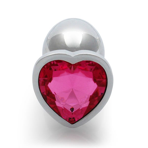 Ouch - Pink Heart Gem Metal Plug Small