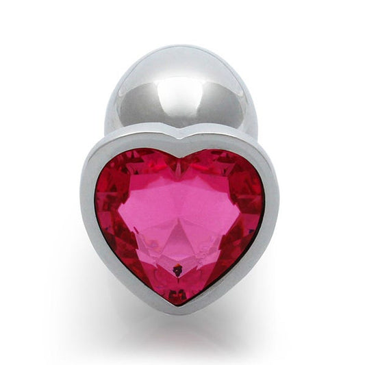 Ouch - Pink Heart Gem Metal Plug Small