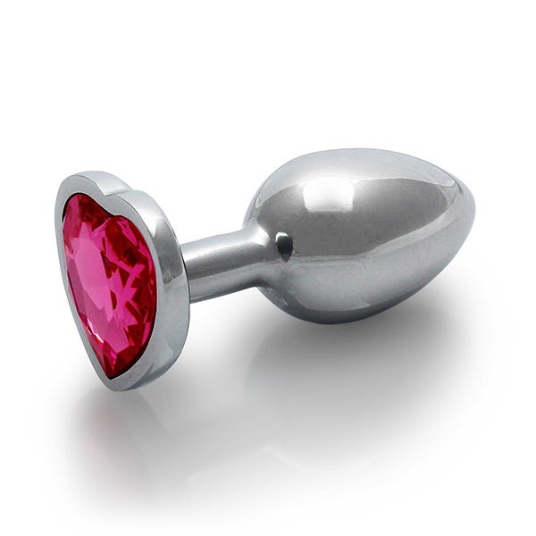 Ouch - Pink Heart Gem Metal Plug Small