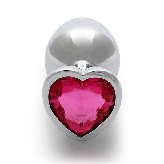 Ouch Pink Heart Gem Metal Plug Medium