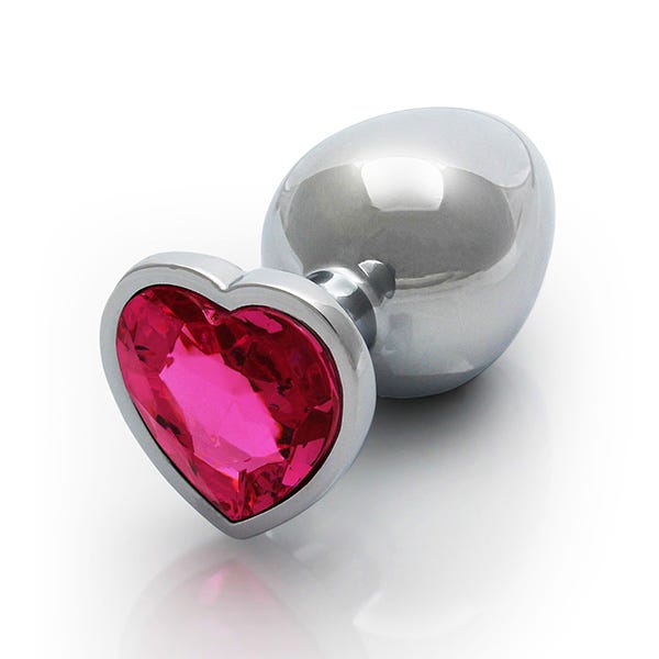 Ouch Pink Heart Gem Metal Plug Large