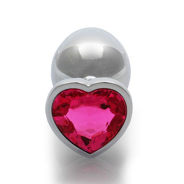 Ouch Pink Heart Gem Metal Plug Large