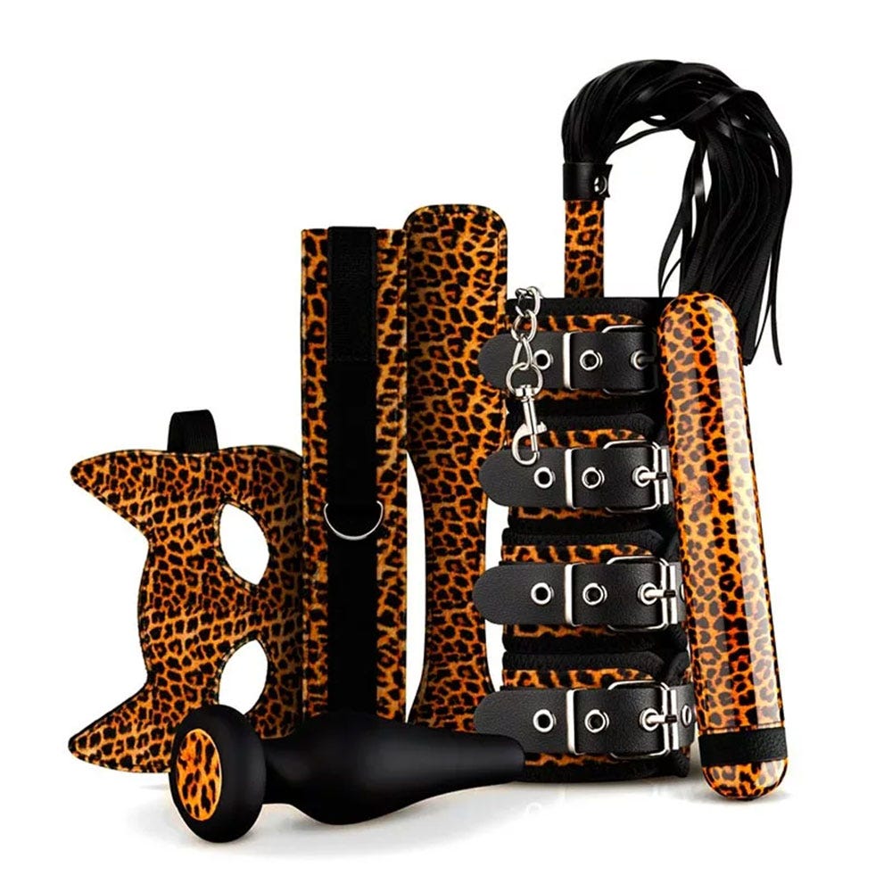 Panthra Gato Leopard-Print 8 Piece Bondage Set