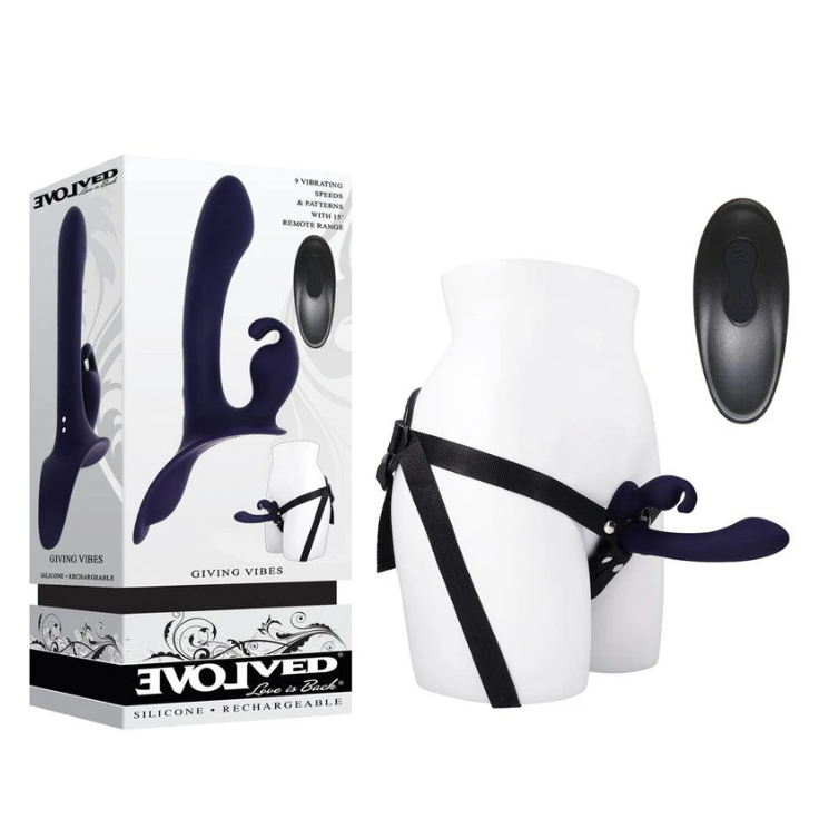 Evolved Giving Vibes Rechargeable Rabbit Vibrator Strap-on Set