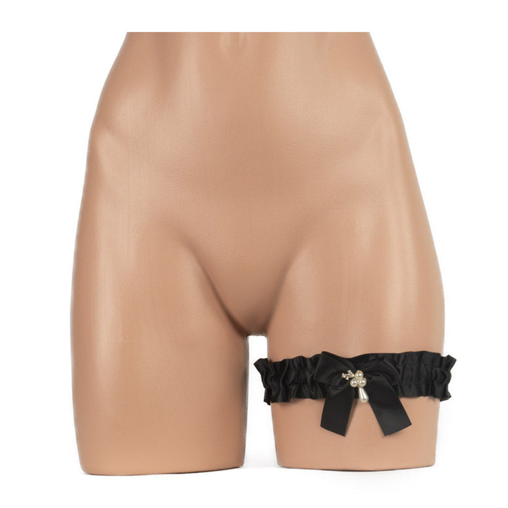Poison Rose Satin Bridal Garter Wide