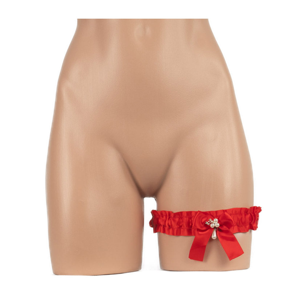 Poison Rose Satin Bridal Garter Wide