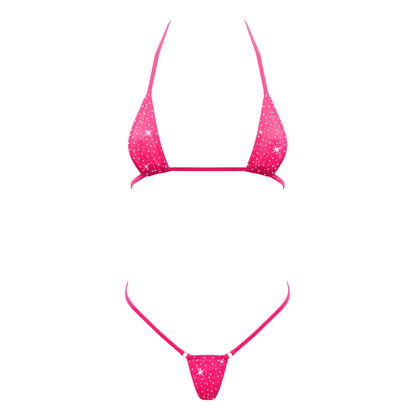 Love in Leather Rhinestone Embellished Micro Bikini