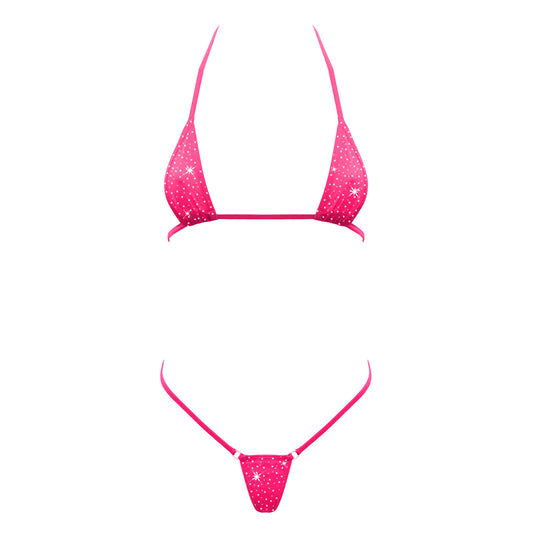 Love in Leather Rhinestone Embellished Micro Bikini