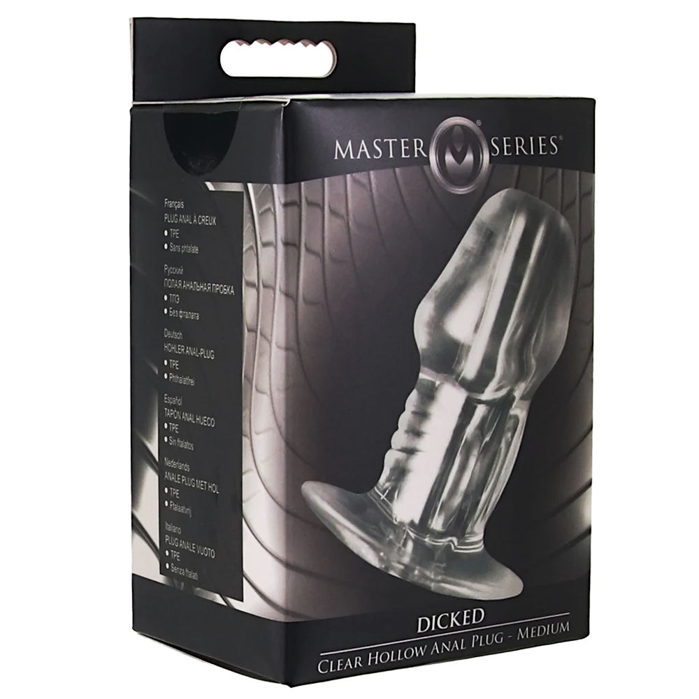 Master Series Dicked Clear Hollow Anal Plug - Medium